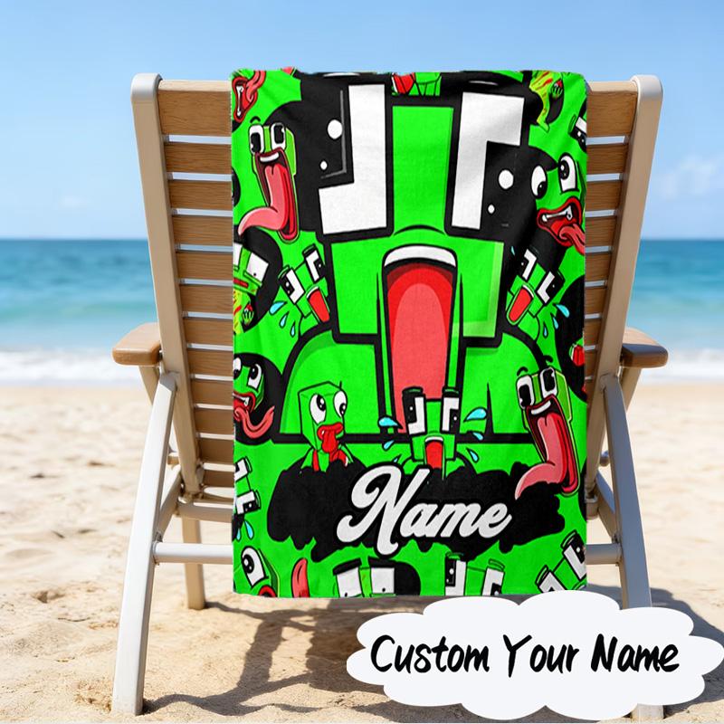 Custom Name Space Alien Un-speakable Microfiber Beach Towel Super Soft & Absorbent for Bath, Beach, Travel Bath Time Accessory, Fan Gifts