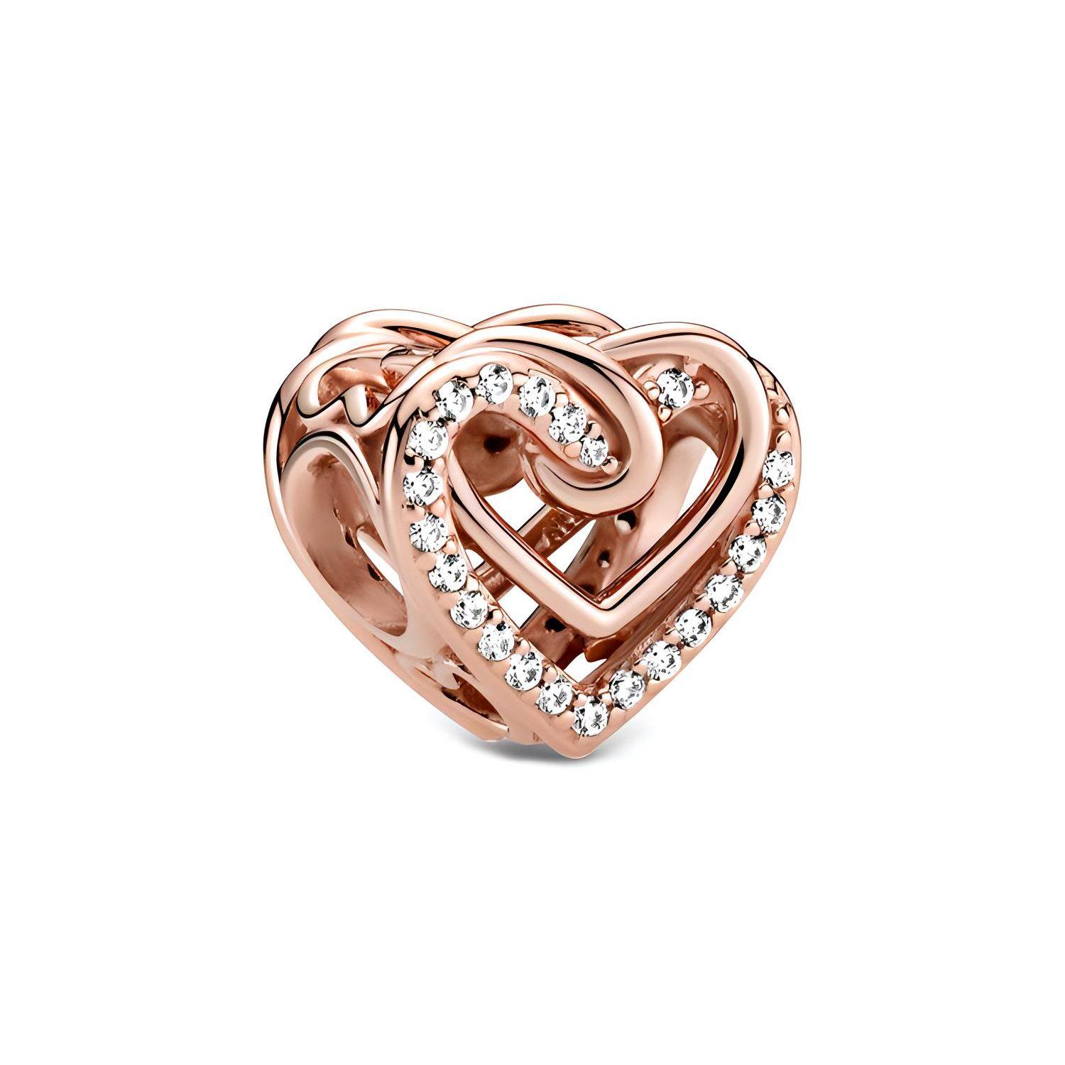 Pandora Shining Entangled Heart Charm Women Jewelry Rose-Gold 789270C01 Rose Gold
