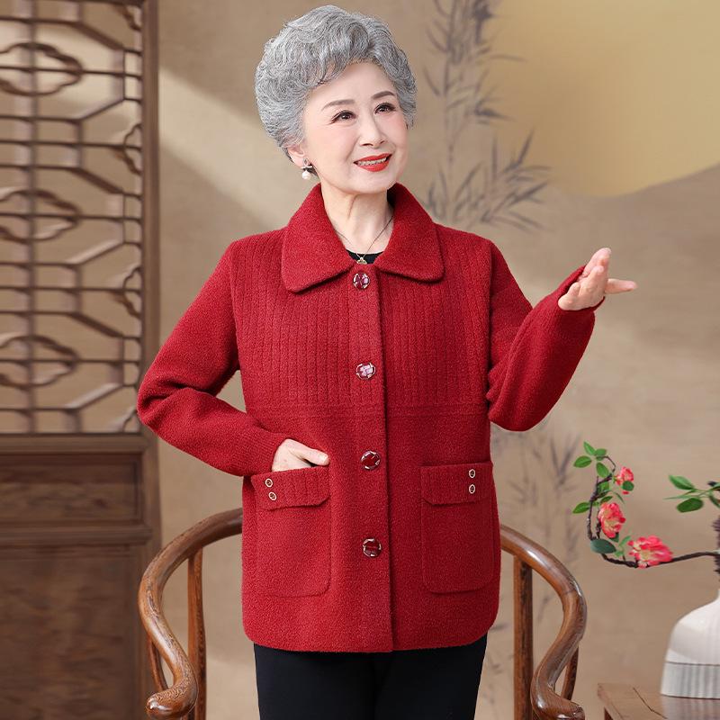 Spring Cardigan for Women - Middle-Aged to Elderly, Long-Sleeved Top for Moms and Grandmas