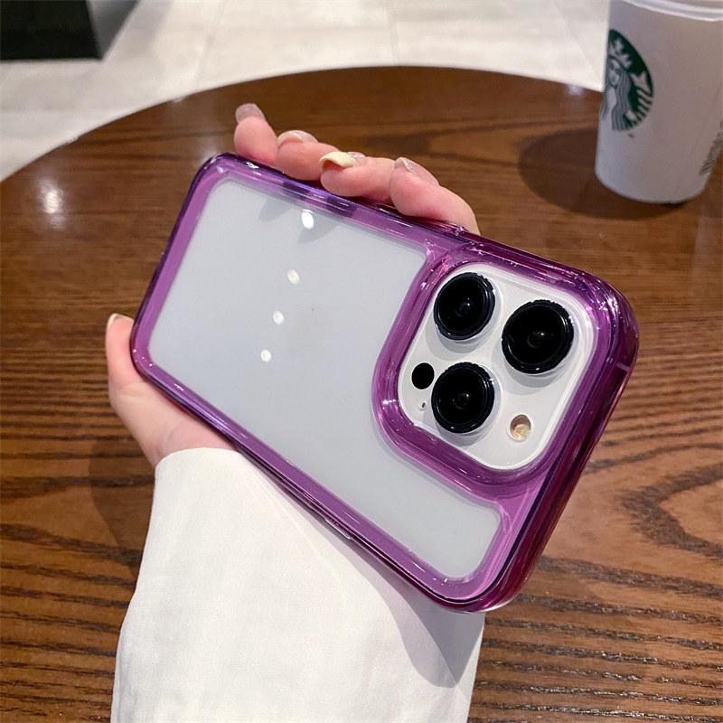 Husă transparentă din acrilic dur, rezistentă la șocuri, pentru iPhone 14 13 12 11 Pro XS Max X XR 14 Plus, husă de protecție moale din silicon