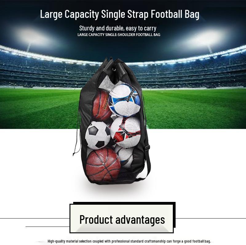 Cross-Border Sports Ball Storage Bag: Large Mesh Drawstring for Football, Basketball, Volleyball Equipment.