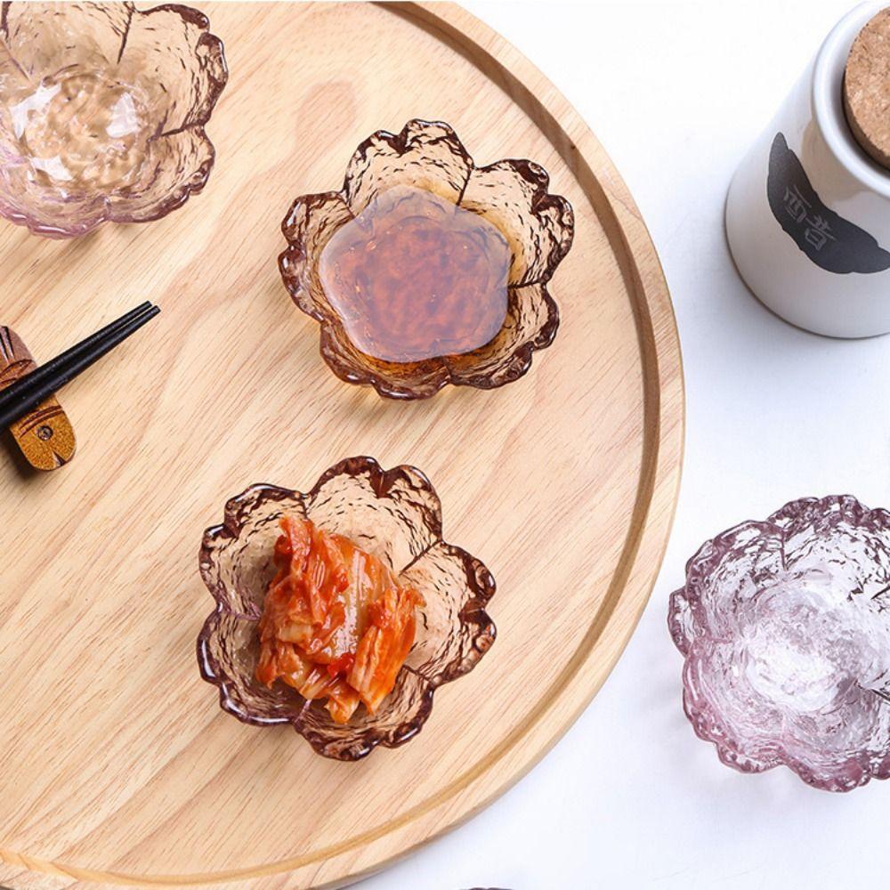 Bol à Sauce Style Nordique Incrustation Dorée Porte-bougie Fleur Disque Sakura en Verre Créatif Vaisselle
