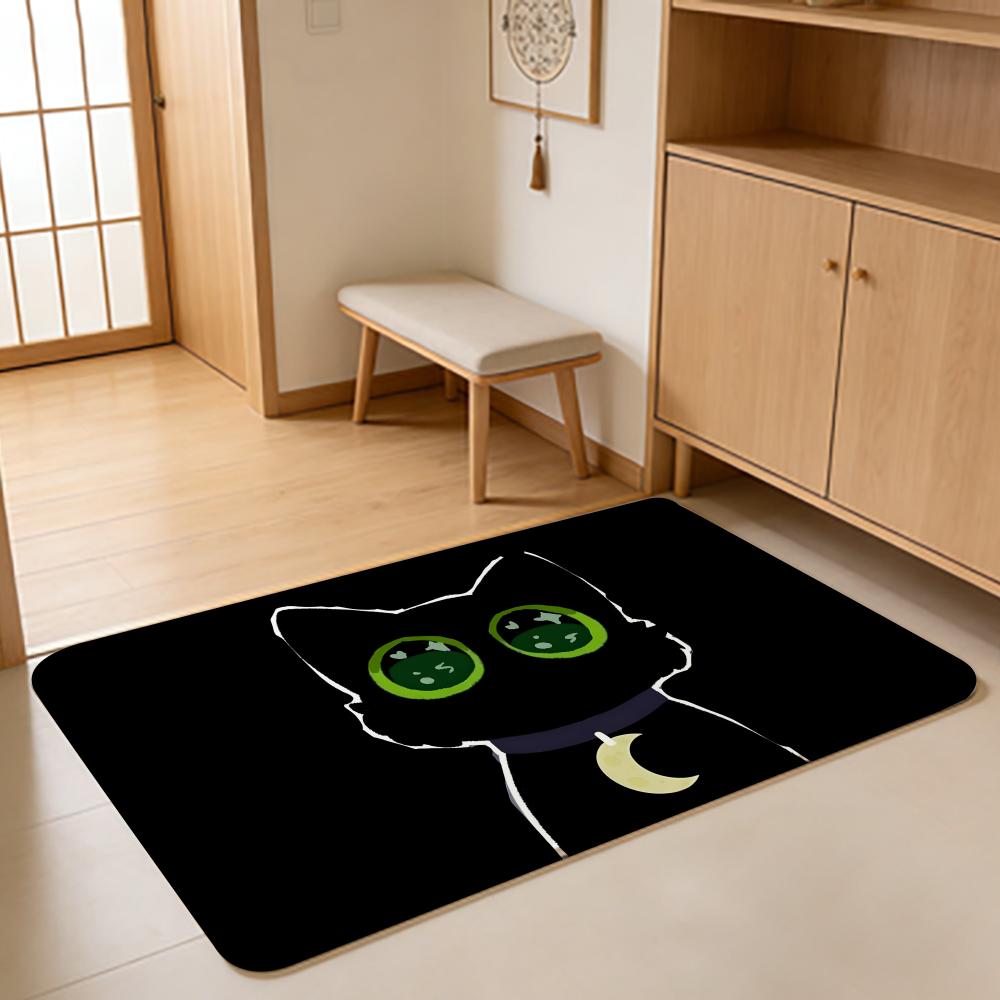 ANIME L-Little Kitty Big City Floor Mat Absorbent Floor Mat Non-Slip Entrance Rug for Bathrooms Restrooms and Toilets