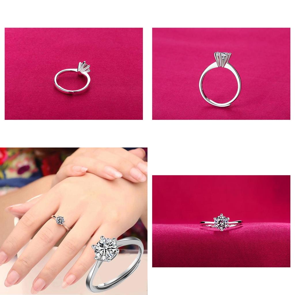 Fashionable And Elegant Diamond-encrusted Ring For Women Adjustable Six-claw Opening Ring