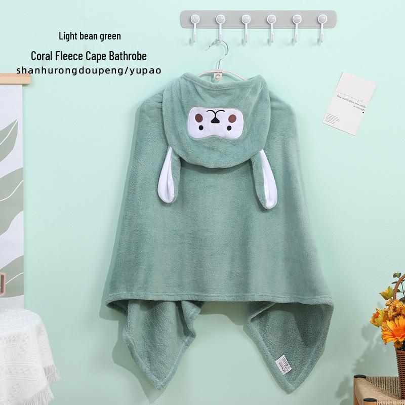 

Coral Fleece Cartoon Hooded Baby Poncho Towel 70x140 cm