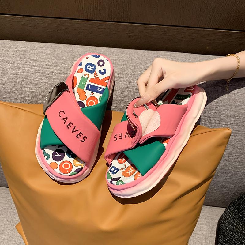 Fashion Women Slippers Comfy Cartoon Pattern Home Slippers Women Casual Indoor Soft Floor Shoes Fashion Platform Sandals Slides Women