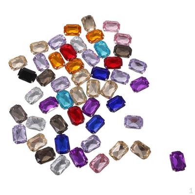 50 Stück 13 x 18 mm rechteckige Strass-Acrylperlenknöpfe für Hochzeitsverzierungen, DIY-Handwerk