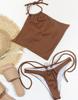 Women's Split Swimsuit Hang Strip Sexy Bikini Set with Back Tie