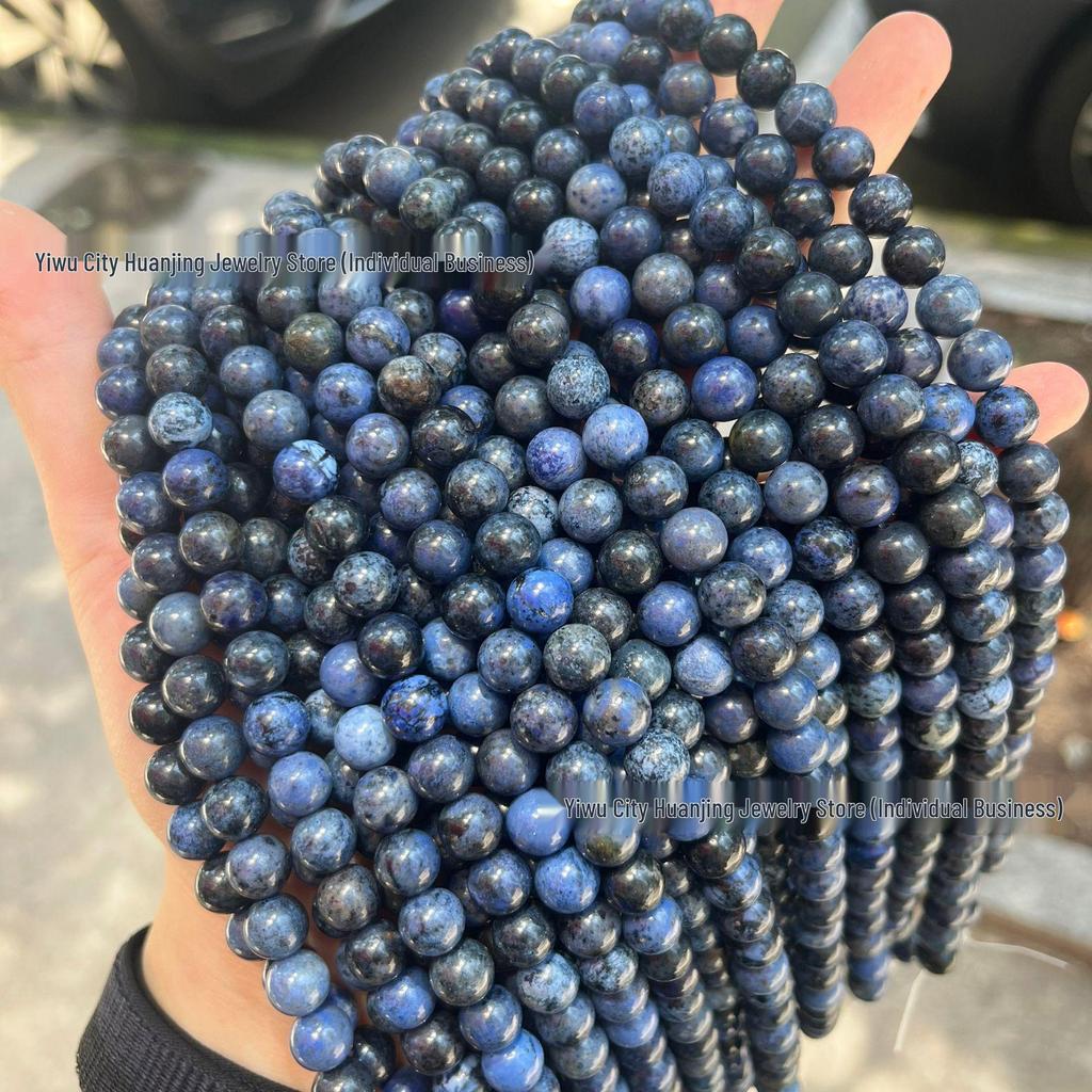 Natural Blue Jade Stone Round Beads for DIY Jewelry and Handmade Accessories.