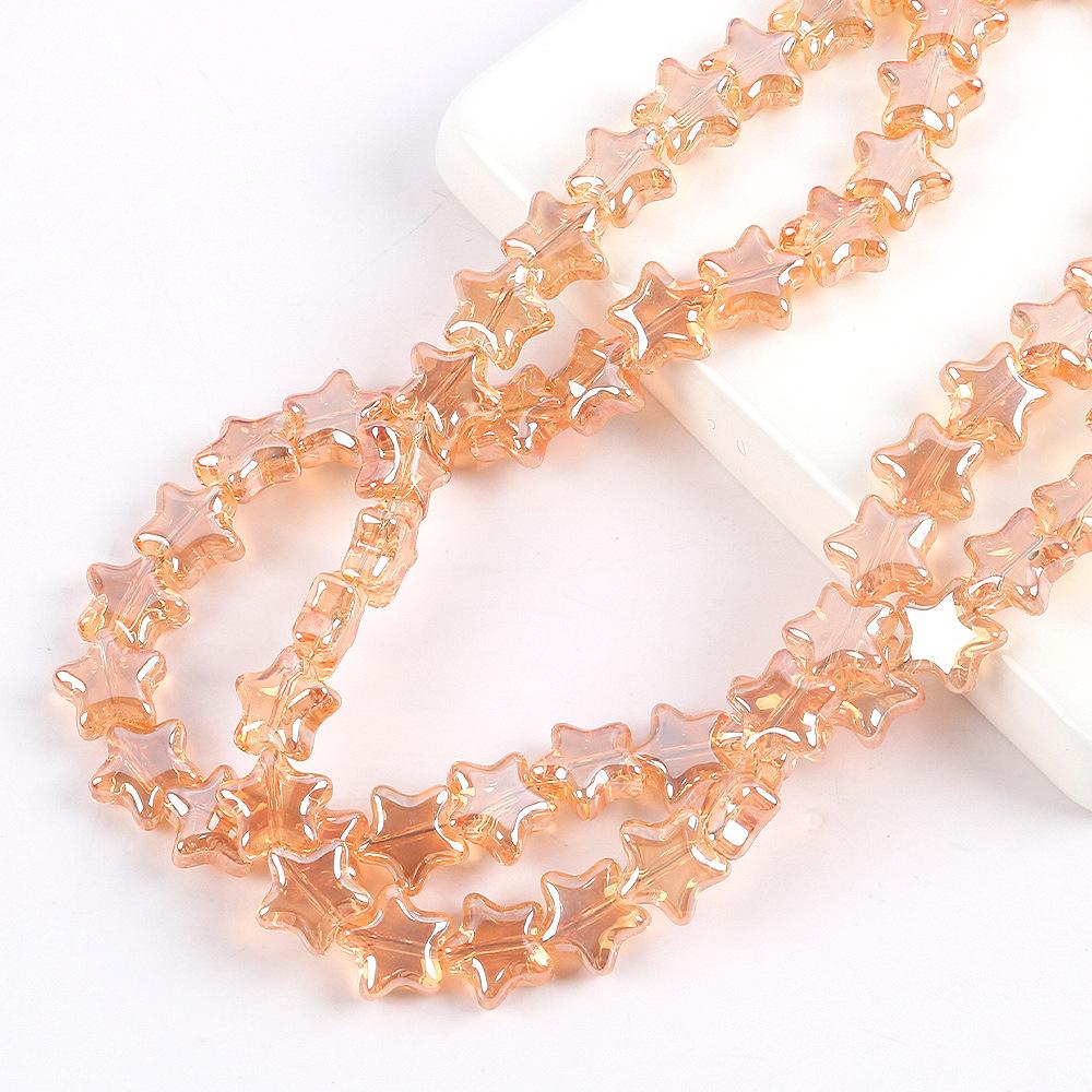 8/10Mm Color Plated Pentagram Beaded Glass Star Loose Beads Diy Handmade Beaded Necklace Material Jewelry Accessories