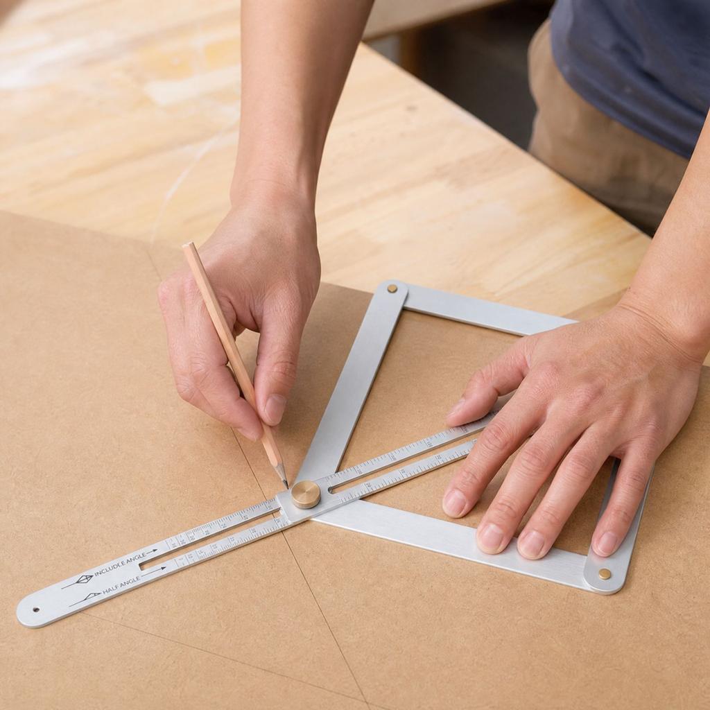 Aluminum Alloy Compact Multifunctional Angle Ruler Tool for Measuring and Marking