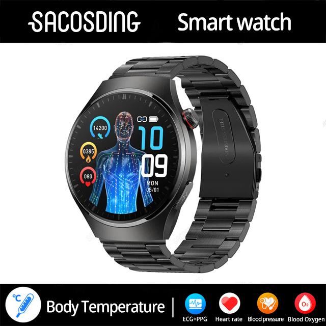 SACOSDING Nové chytré hodinky ECG+PPG Bluetooth Volání 466*466 AMOLED 1,43 palcový celodotykový SmartWatch Smartwatch Sportovní hodinky srdeční frekvence pro Android