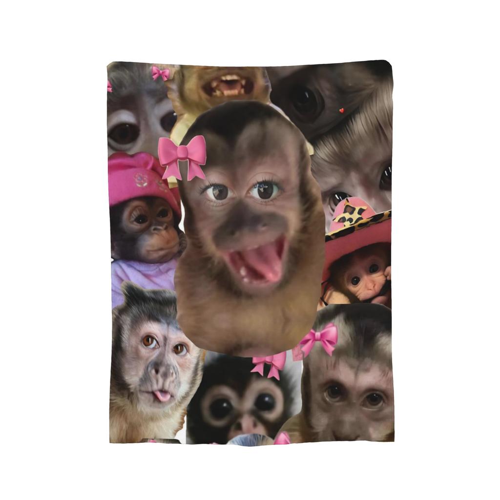 Funny Monkey Cartoon Fashion Blanket Warm Cozy Fluffy Throw Fashion Blankets for Sofa Multiple Sizes Bedding Throws