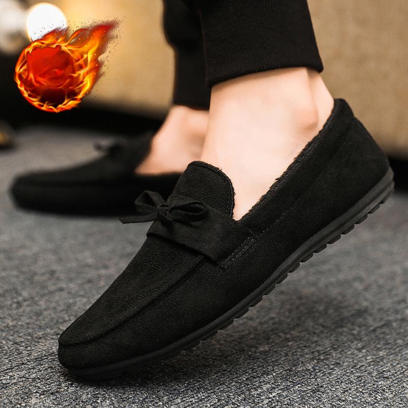 

Зимние теплые плюшевые балетки для женщин с бантом, удобные мягкие хлопковые туфли на подошве, женские слипоны, нескользящая повседневная обувь 39