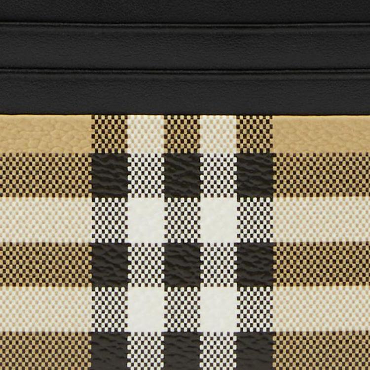 Burberry Decorated Check Leather Card Holder Men Card Holder Beige 80698211