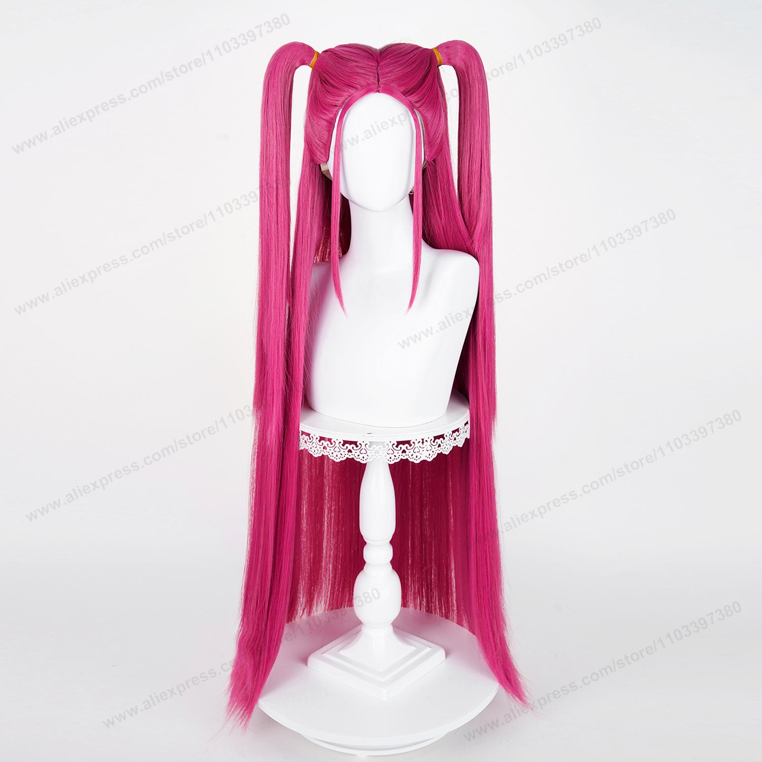 Perruque Synthétique Mira Cosplay 90cm Longue Rouge Rosé Cheveux Femme Anime Résistante à la Chaleur