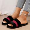 Fashion Women Home Slippers Fashion Shiny Rhinestones Design Open Toe Indoor Slippers Winter Flat Non-slip Leisure Interior Women Shoes