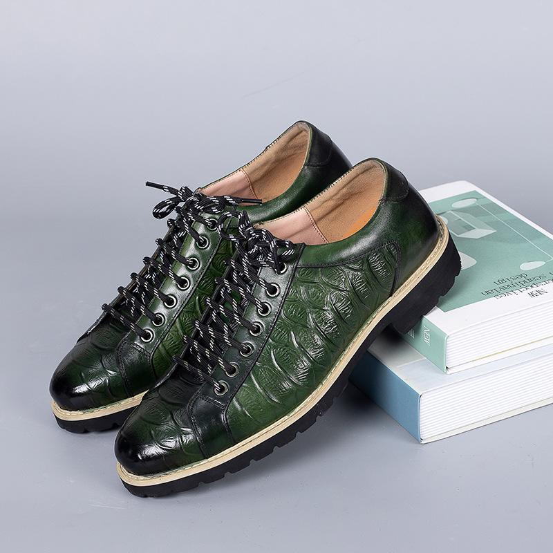 Prawdziwa Skóra Nowe Sneakersy Buty Męskie Jednolity Kolor Moda Biznesowy Casual Codzienny Wzór Krokodyli Wygodne Buty Wizytowe