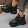 Fashion Women's Fashion White Platform Sneakers Thick Sole Non Slip Sports Shoes for Women Lace Up Height Increase Chunky Sneakers 35-42