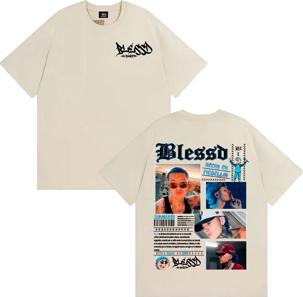 Rapper Blessd Music Album 2025 Tour T Shirts Unisexs Clothing Fashion Hip Hop Punk Tshirt Cotton 100 High Quality Loose T Shirt