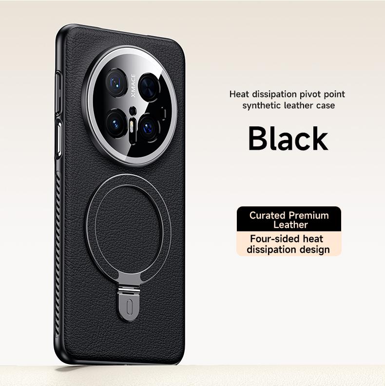 Heat Disspation 360 Rotatable Metal Stand Case For Huawei Mate 60 70 Pro+ Plus Vegan Leather Cover Eco-Friendly Shell