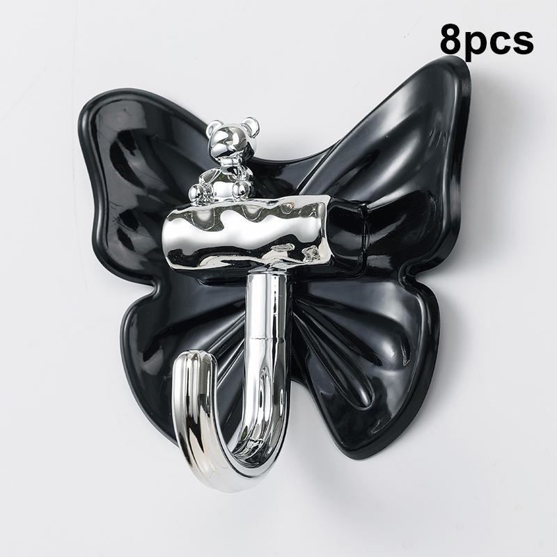 

8 Pcs Plastic Butterfly Wall Hooks Wall Mounted Self Adhesive Butterfly Storage Hanger Moisture-proof Decorative Key Holder