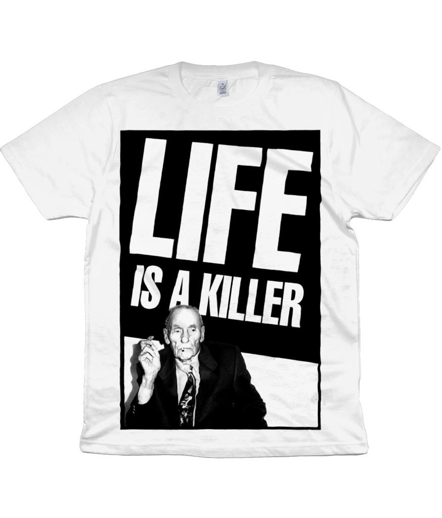 Life Is A Killer - William S. Burroughs - Organic T-Shirt Mens Womens Tees Top - Beat Generation 2XL