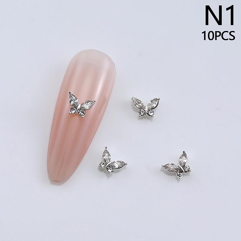 10Pcs 3D Mini Crystal Butterfly Nail Art Charms Jewelry Parts Accessories Luxury Alloy Nails Decoration Rhinestones Supplies
