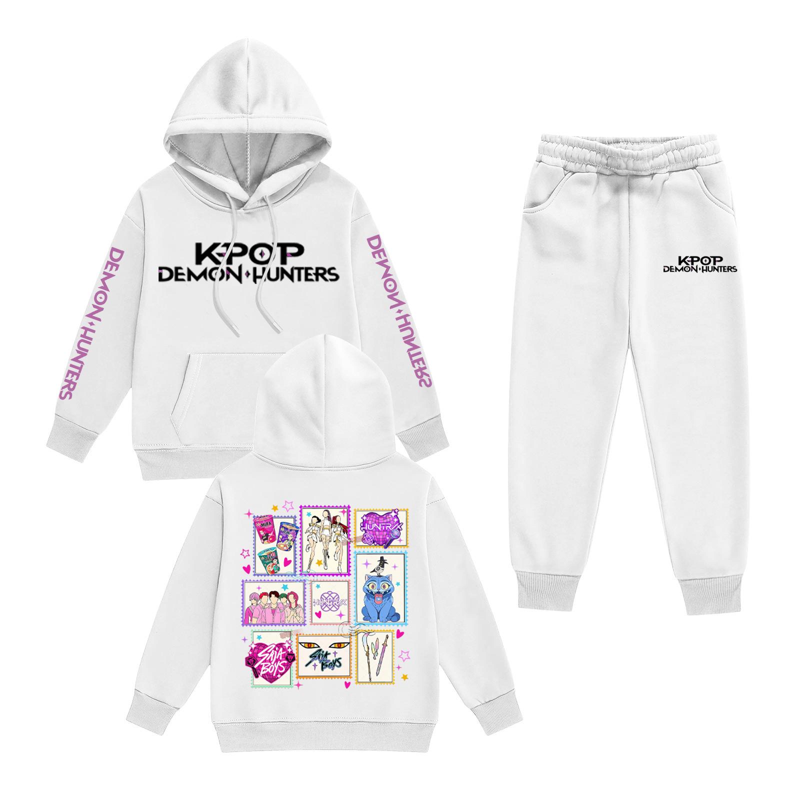 

Kids Long Sleeve Loose Pullover Letter Print Drawstring Hooded Sweatshirt Set 160