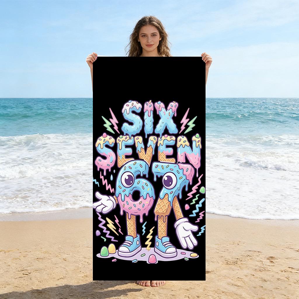 

1PC 67 Six Seven Friendship Beach Towel Quick-drying Towel Suitable for Seaside Pool Camping Vacation Yoga For Family Friends W30*H60(CM)