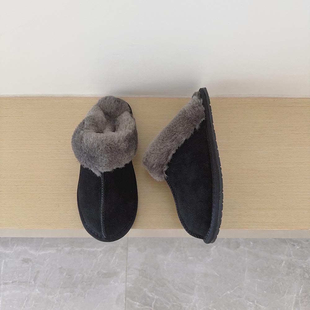 Women's Thin-Soled Open-Toe Half Slippers - 2025 Winter New Arrival, Plus Velvet Cotton, Furry Snow Boots