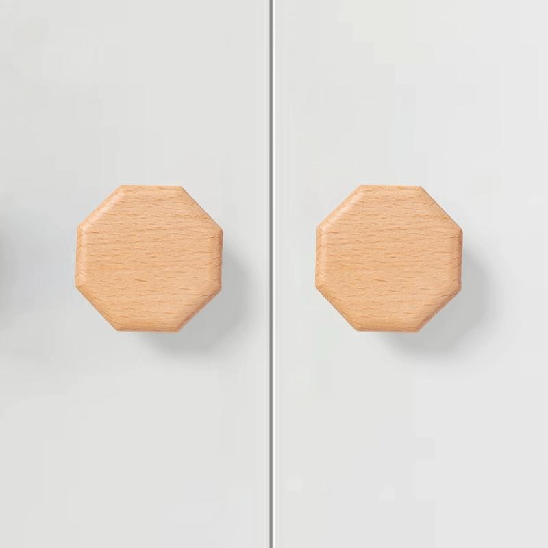 Wooden Handle Hexagon Square Round Drawer Knob Cupboard Closet Knobs Kitchen Cabinet Door Handle Furniture Decoration Wood Knobs