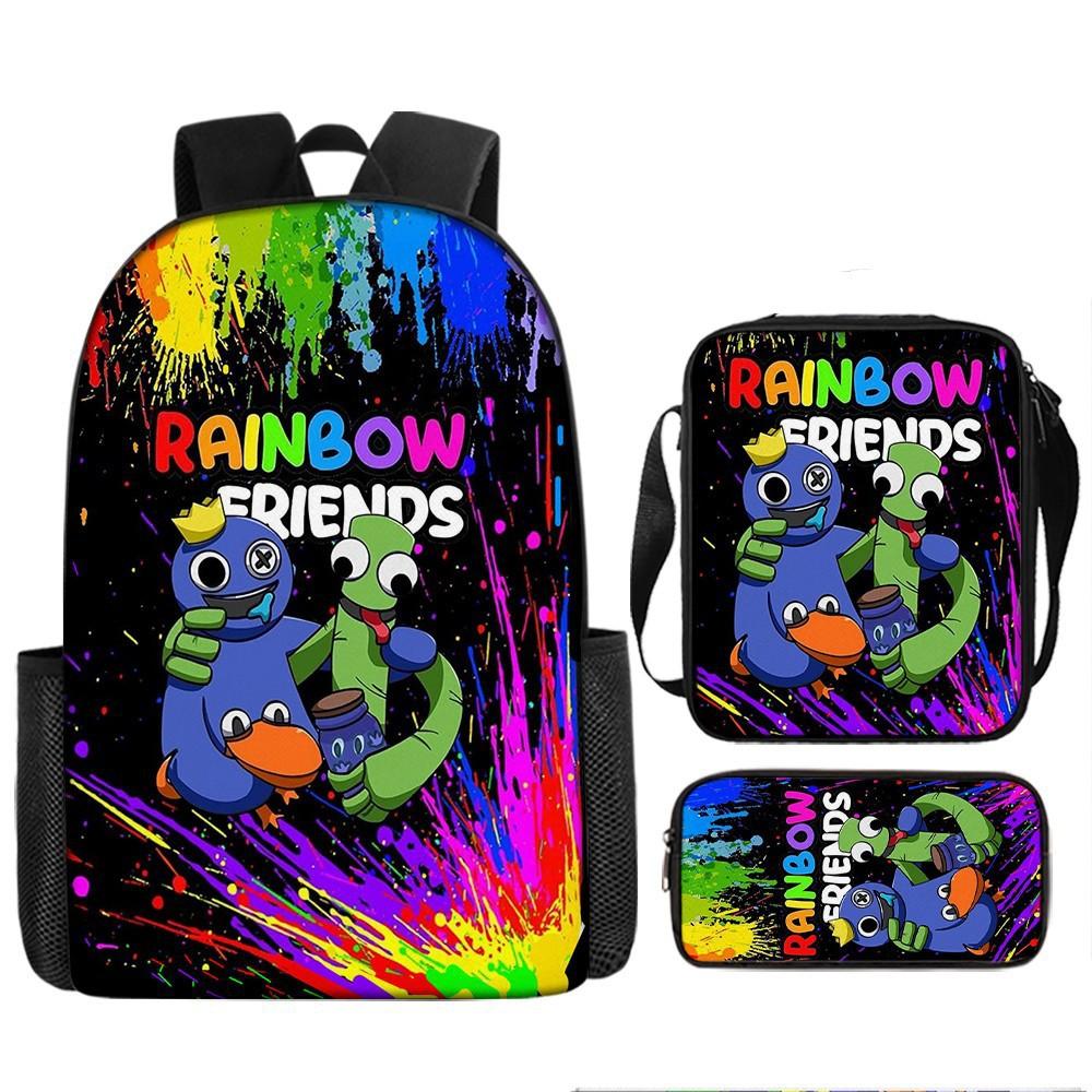 Regenbogenfreund Schulranzen Regenbogen Freund Dreiteiliges Set Grundschulkinder Cartoon Rucksack Umhängetasche