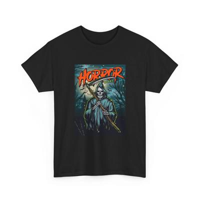 Horror Grim Reaper Scythe Illustration Tee | Horror Skull, Scary Night, Cotton