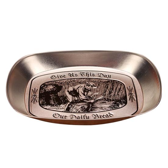 Retro Style House Letter Embossed Metal Plate Fruit Snack Food Storage Dish Tray