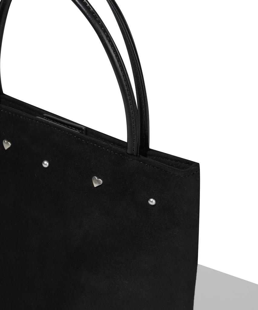 Covernat Woman Clover Heart Suede Tote Bag Black