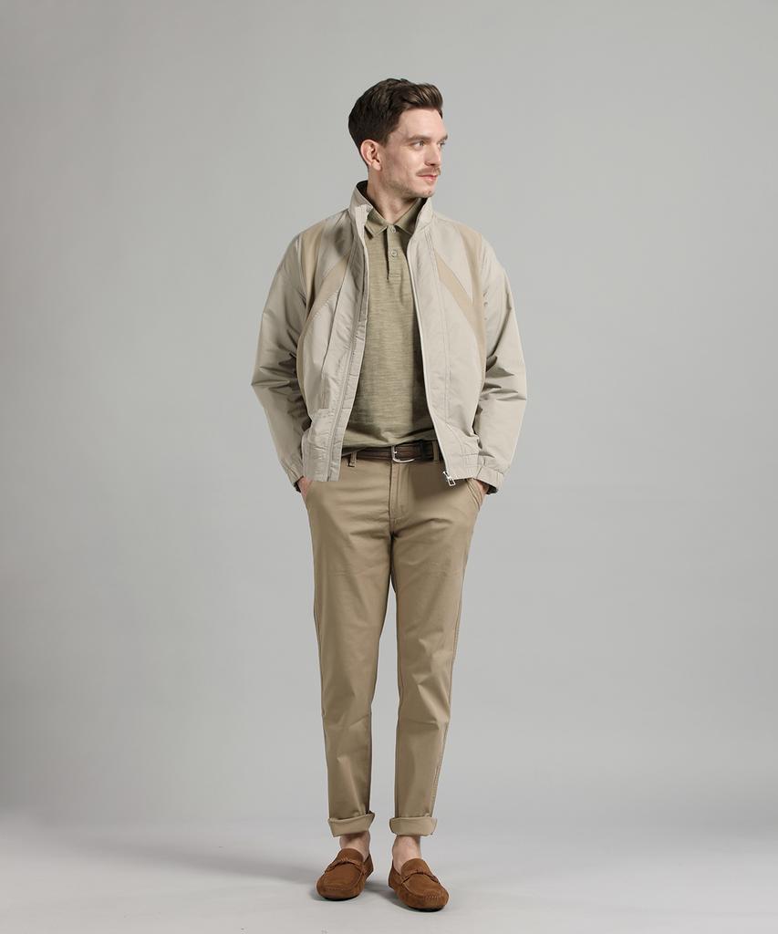 PANICALE Beige Regular Slim Fit Cotton Pants