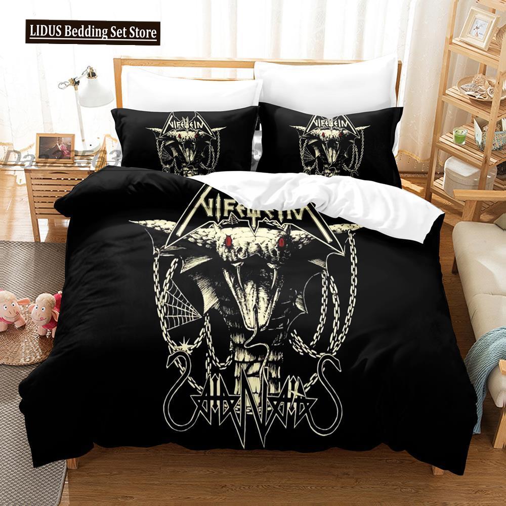 Dark Satanic Duvet Cover Set Satan Goat Inverted Pentagram Skull Bedding Set Full King Size Bed Set Bedroom Comforter Cover Set