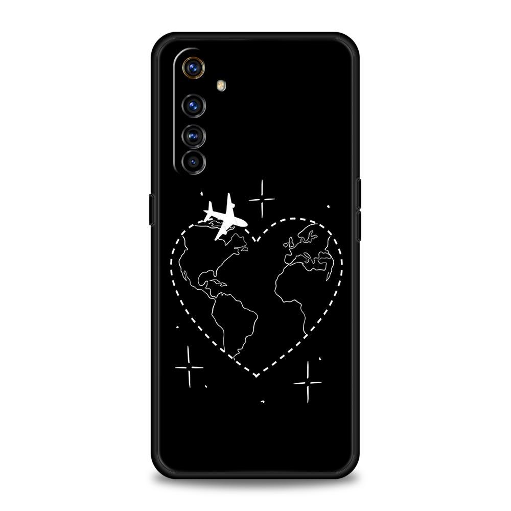 Módní letadla mapa světa cestovní kryt pro Realme GT Neo 2 3T telefon pouzdro pro Realme 11 10 9 8 5G 7 6 GT2 Pro Plus C21 C11 C25 C35 kryt