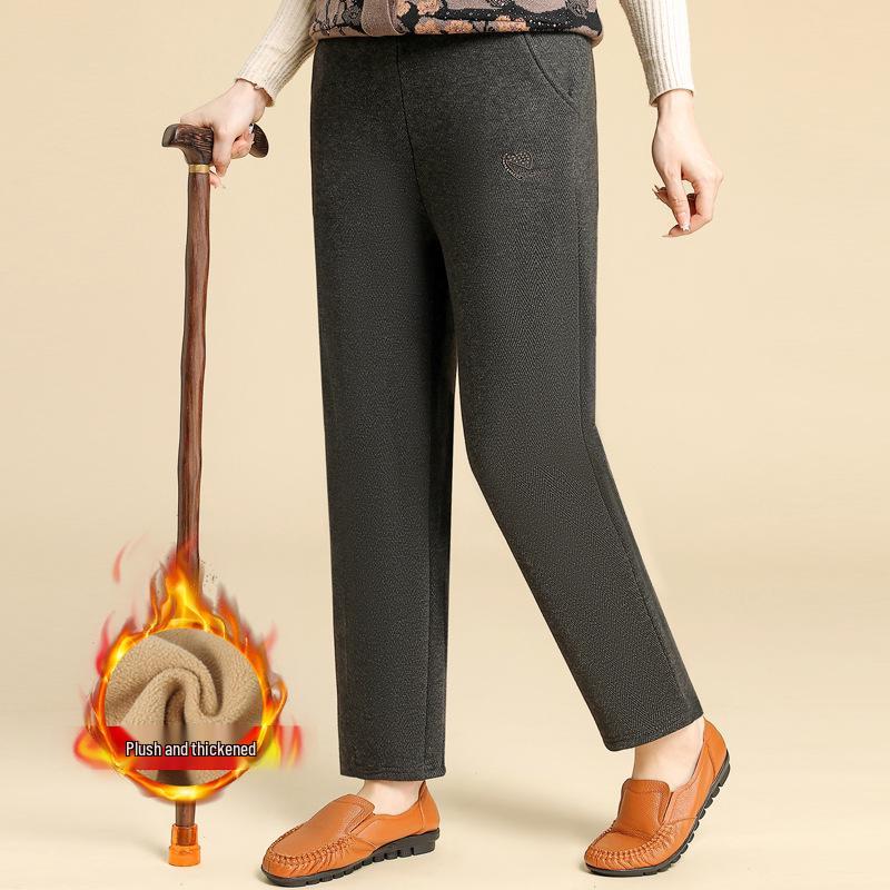 Velvet Straight-Leg Pants for Women - Winter and Spring Fashion for Elderly & Middle-Aged