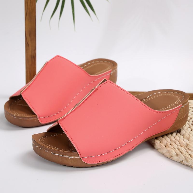 

Летние сандалии на танкетке Mujer, легкая обувь на танкетке, женские тапочки на каблуке, обувь 43 розовый