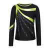 Costum patinaj artistic băieți Gât rotund Mânecă lungă Patchwork metalic Strălucitor Strassuri Top