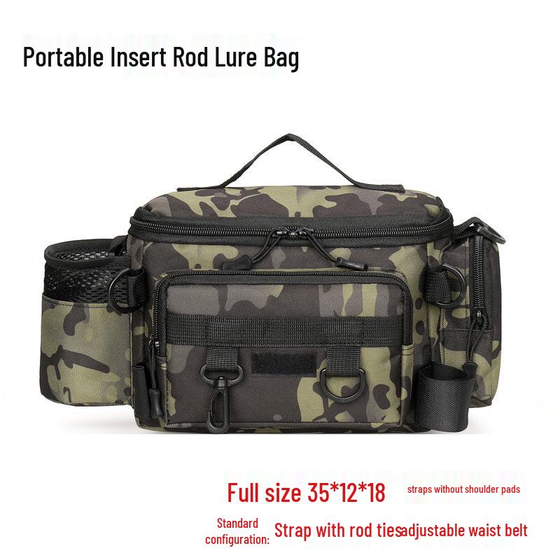 Multifunktionale Angeltasche mit großem Fassungsvermögen für Taille & Rute - Outdoor-Ausrüstungsaufbewahrung