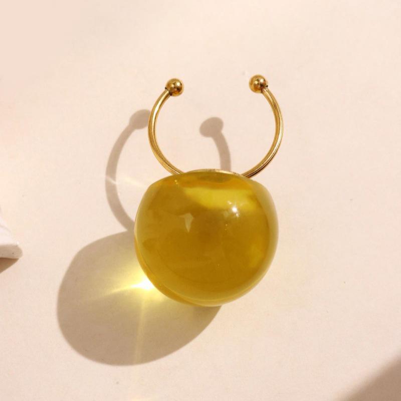 1 Artistic Jelly-Transparent Resin Stainless Steel Open Ring Cute Fashionable Women'S Girls' Jewelry Everyday & Party Wear