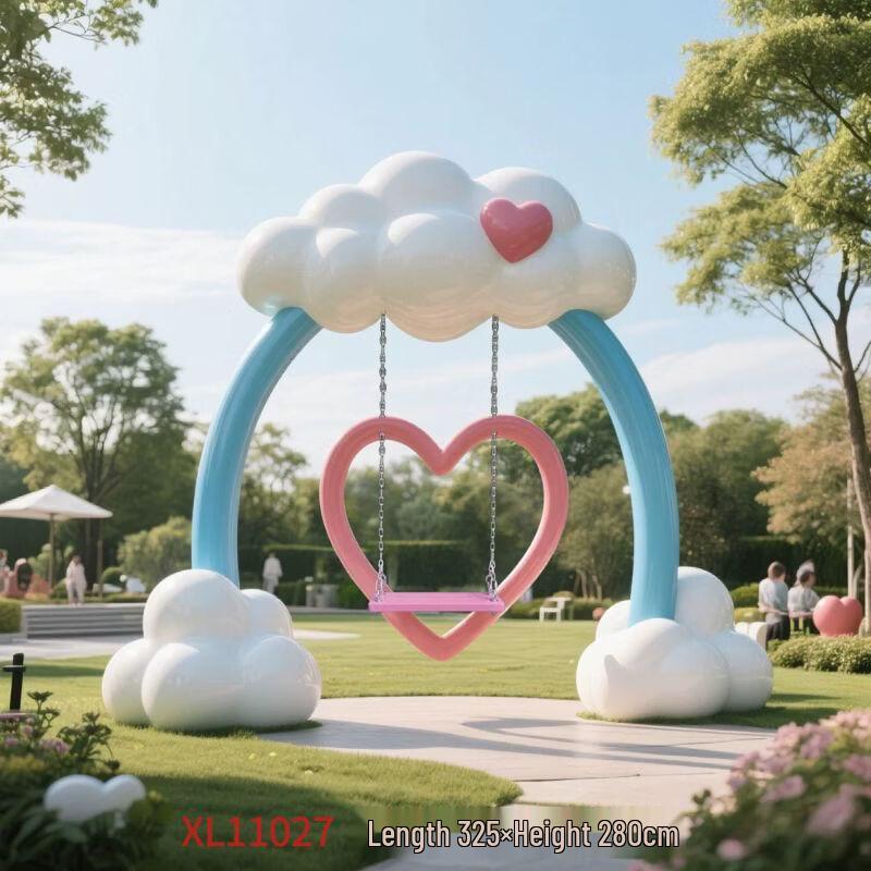 Outdoor Rainbow Cloud Swing Sculpture