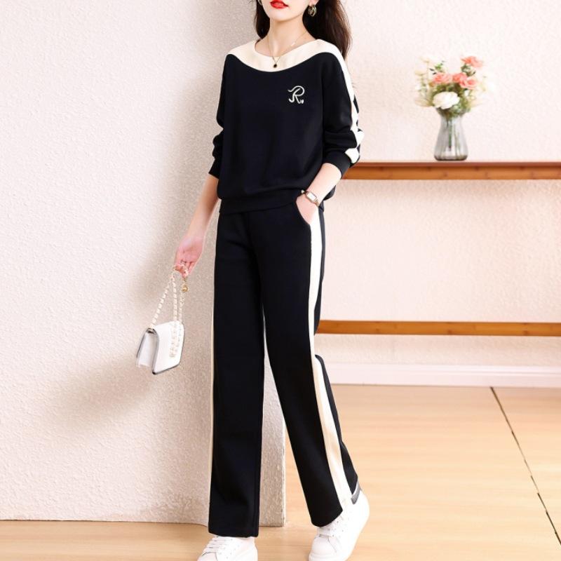 

Повседневный спортивный костюм женский осенний новый модный в западном стиле модный маленький свитер костюм-двойка XL