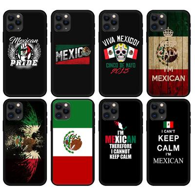 Black Tpu Case for Iphone 5 5s Se 2020 6 6s 7 8 Plus X 10 XR XS 11 12 Mini Pro MAX Back Cover Mexico Flag Emblem