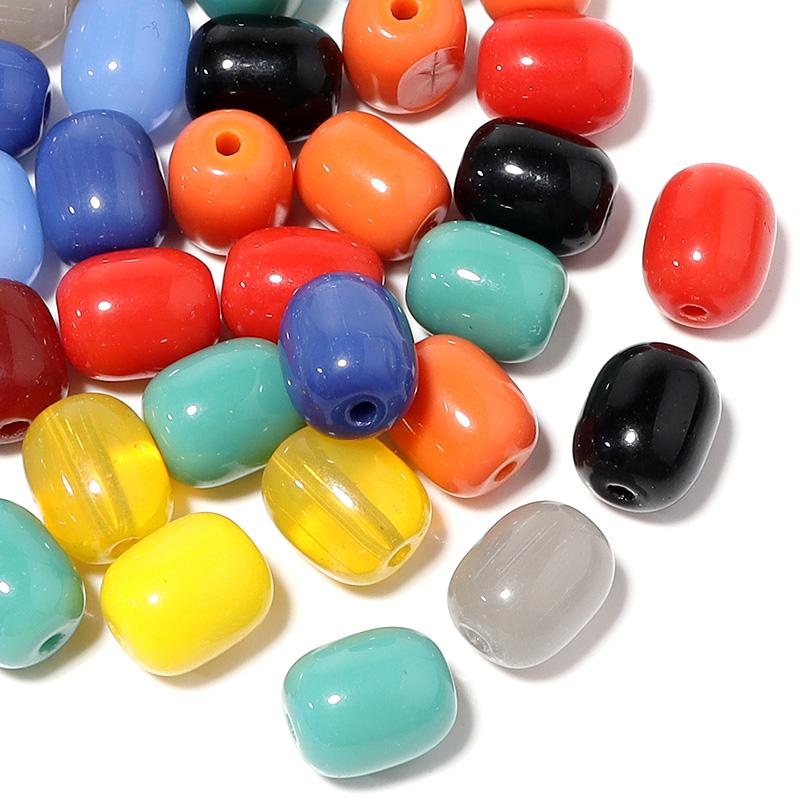 30pcs/lot 8x10mm Barrel Shape Glass Beads Colored Loose Spacer Beads For Jewelry Making DIY Charms Bracelet Necklace Accessories