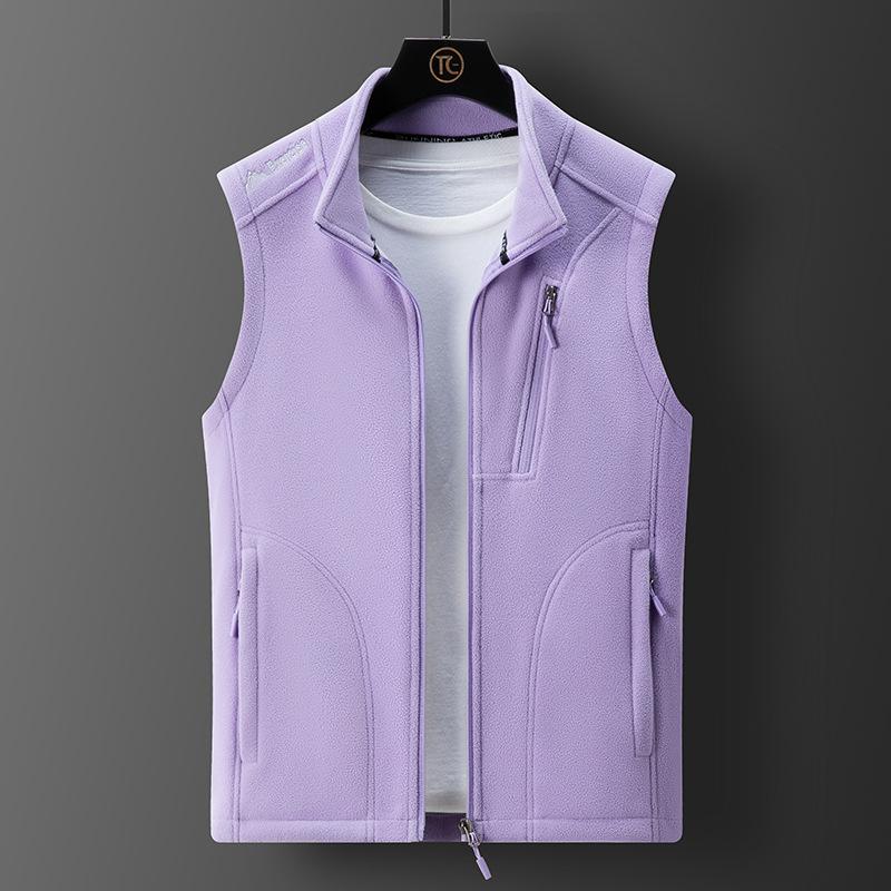 Shake Grain Velvet Vest for Women, Autumn and Winter Stand Up Collar, Double-sided Velvet Warm Vest, Shoulder, Casual Vest