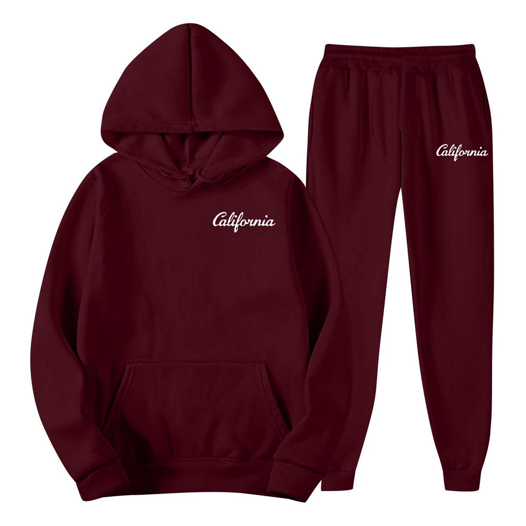 Heren Lente en Herfst Effen Kleur Pak met Capuchon Trui Pak Trend Casual Sport Twee Delig Pak